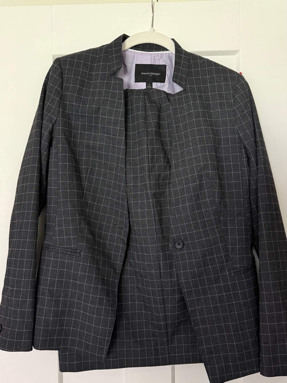 Banana Republic Dark Gray Windowpane Blazer & Skirt